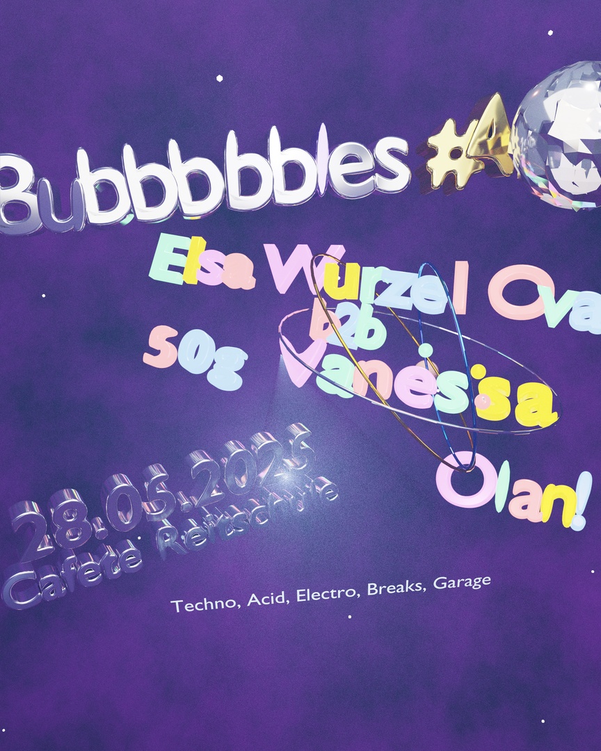 hi YOU it's ME slowly getting back on track and playing a couple of gigs in may
1st of May Cafete Reitschule Bern 
3rd of May Stanser Musiktage with ENL 💖
17th of May Industria Tanzfest Winterthur 🎛️
23-25th of May Berliner Ensemble
28th of May Bubbbbbles#4