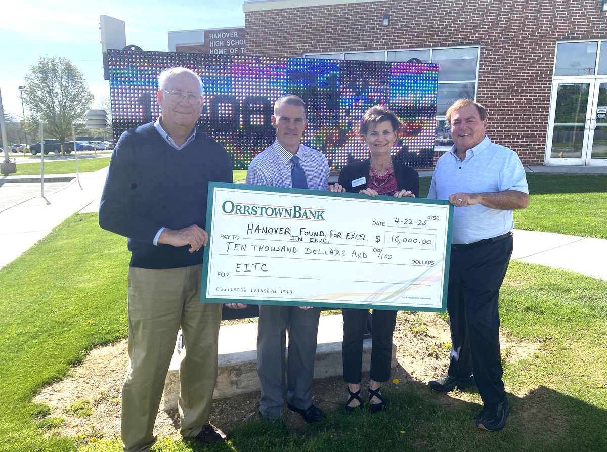 The Hanover Foundation for Excellence in Education is proud to announce a generous contribution from Orrstown Bank in support of our mission to enhance educational opportunities for students within the Hanover Public School District.