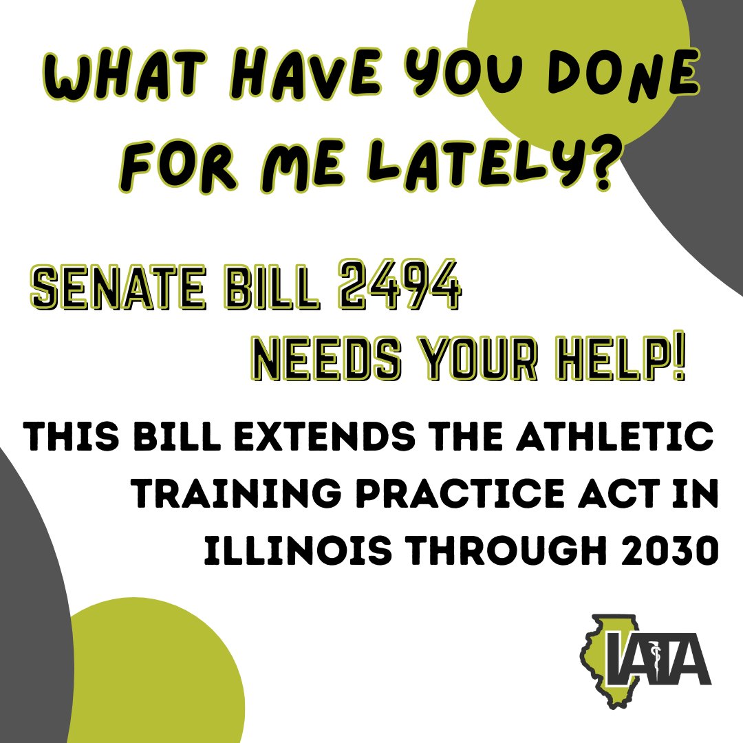 Help us extend our practice act in IL by going on record as a witness BEFORE  4/23/25 @ 10 AM CT:

Submit a witness slip to show your support as an athletic trainer in Illinois using this link:
bit.ly/43YKj3P