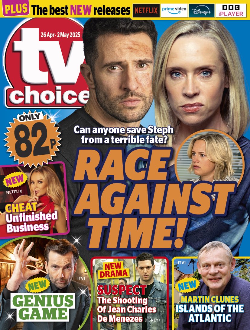 Our new issue is out today! This week, #Emmerdale is on the cover, as Ross and Ruby try in vain to help Steph. Also in the mag, David Tennant presents new quiz show Genius Game, Martin Clunes visits Islands of the Atlantic, and Amanda Holden helps troubled lovers in Cheat. Enjoy!