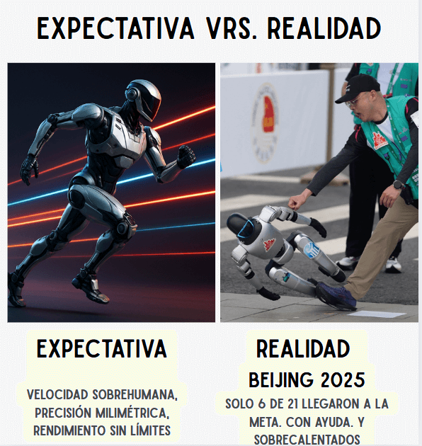 🤖 Expectativa: los robots van a superarnos.
🥵 Realidad: solo 6 de 21 cruzaron la meta… y con ayuda humana.
Si no llegan sin caerse, aún tienes chance en la oficina.
Beijing 2025: la maratón donde la IA se rindió antes que tu jefe.

Descubre más en nuestra última edición 👇