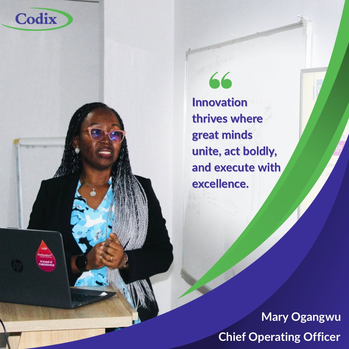 Codix_Pharma's tweet photo. โInnovation thrives where great minds unite, act boldly and execute with excellenceโ
-Our Chief Operating Officer, Mary Ogangwu.
This is a reminder that where there is teamwork, there is innovation.
#CodixPharma #HealthcareInnovation #HappyNewWeek https://t.co/BfdZjgTOl8
