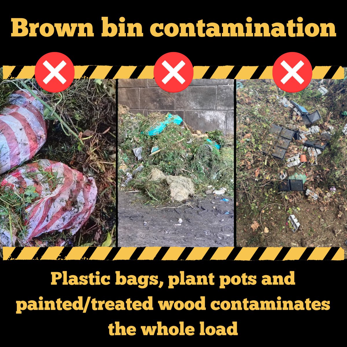 There has recently been an increase in brown bin contamination, including carrier bags, general waste &amp; paint/treated wood.
This can lead to loads being rejected.
Use your brown bin to dispose of:
🍃 Leaves, grass clippings, flowers, twigs &amp; branches.
🥕 All food!
#MedwayRecycles