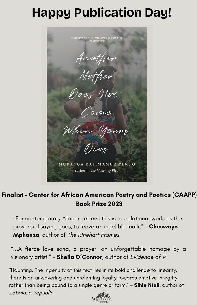 Publication day for Mubanga Kalimamukwento’s Another Mother Does Not Come When Yours Dies 🥺 but also 🎉🎉 If you read Obligations to the Wounded you understand my excitement. Can’t wait to read. Be on the lookout for it.