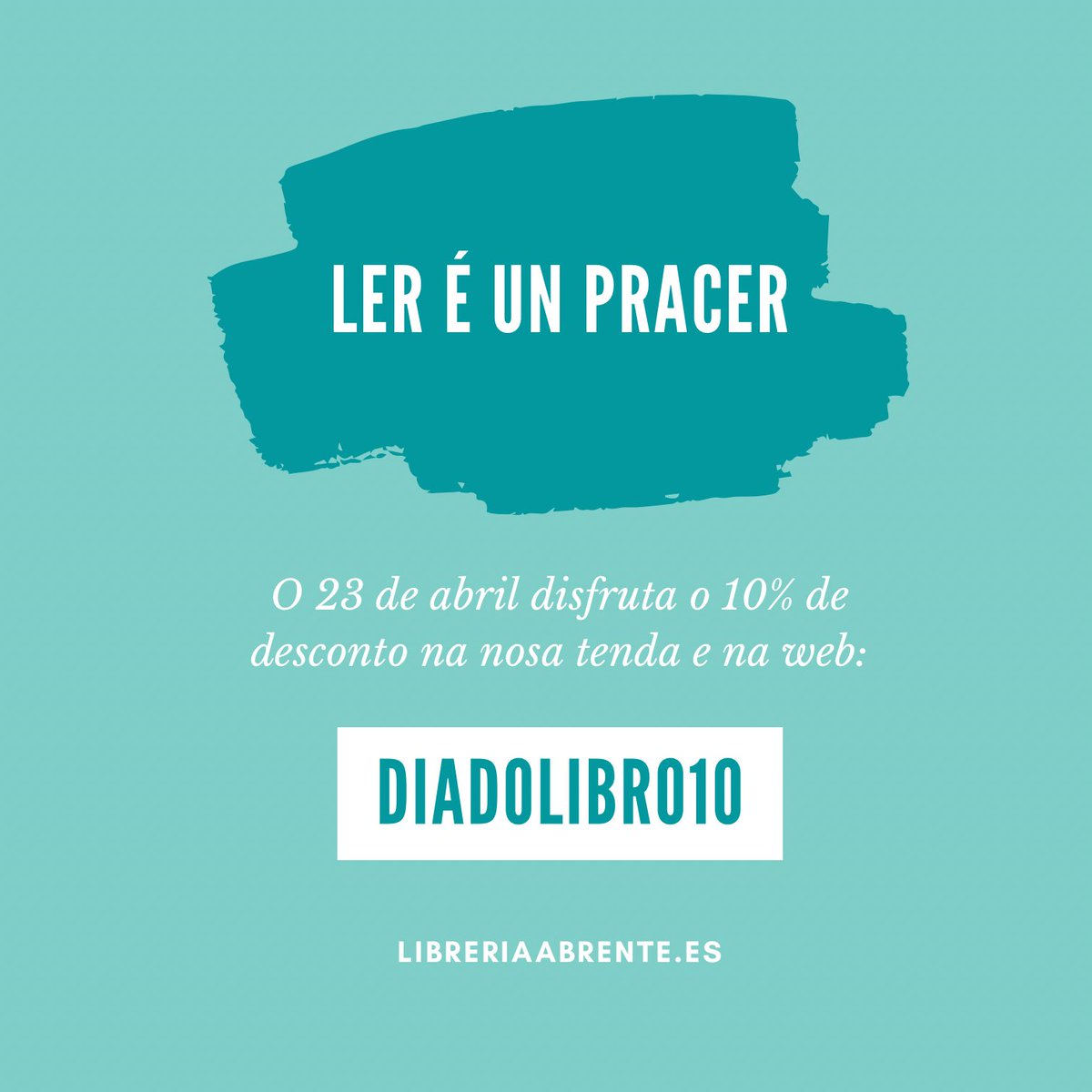 📚 O Día do Libro celébrase na Librería Abrente!
Este 23 de abril desfruta dun 10% de desconto en libros e contos, tanto en tenda física como na web!
Porque ler é un pracer… e se é con desconto, mellor aínda!

Usa o código: DIADOLIBRO10
Entra en: libreriaabrente.es