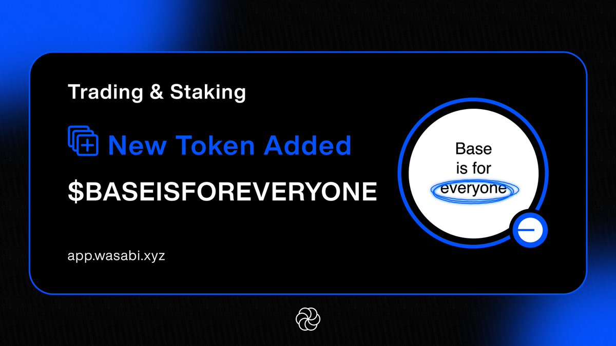 wasabi_protocol's tweet image. Base is for everyone, including Wasabi 🔵

For the first time, #Baseisforeveryone holders can earn interest from trading activity

Additionally, traders can degen with up to 2x leverage 🟢

Start trenching now 👇