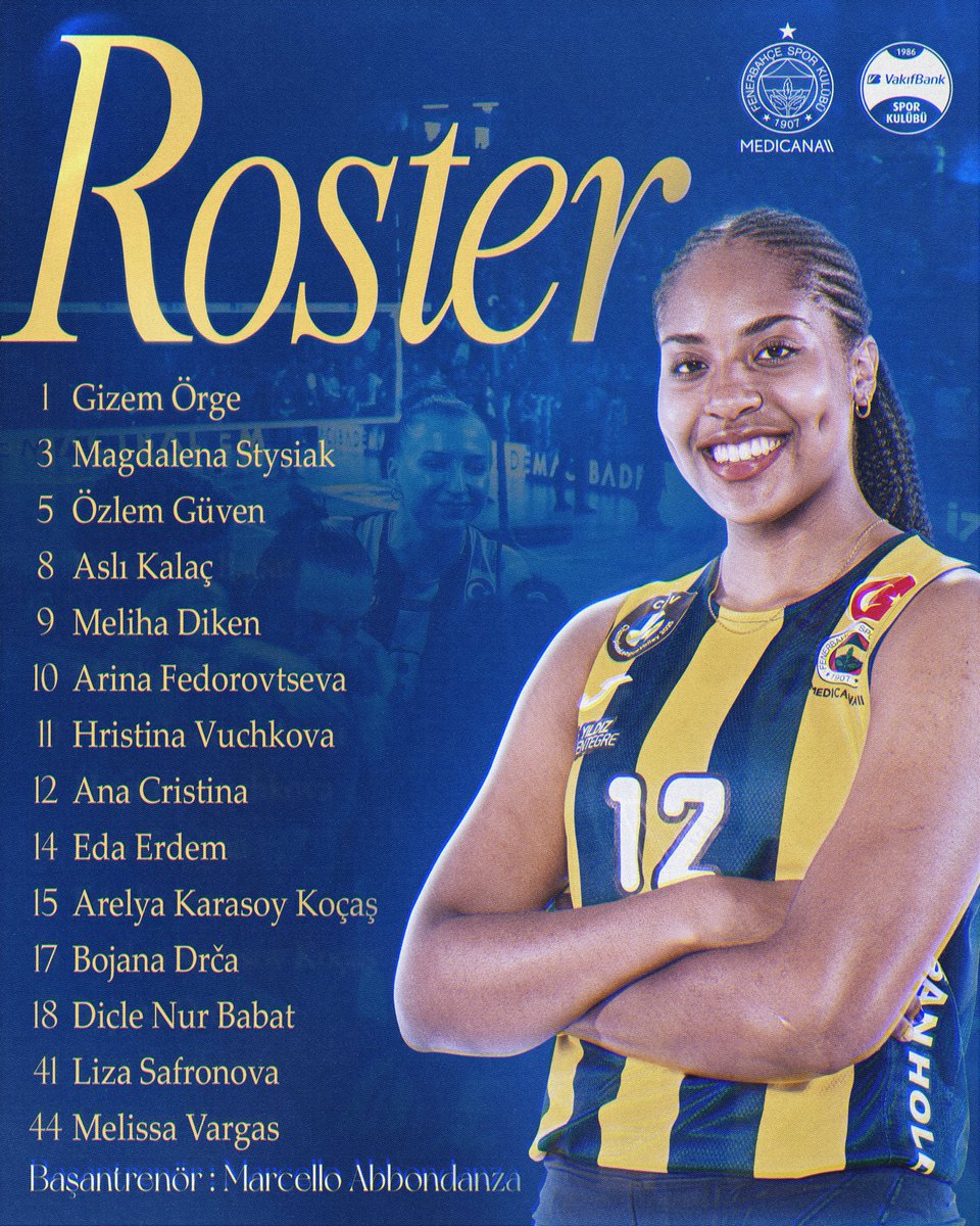 FBvoleybol's tweet image. Maç kadromuz! 💛💙

#SarıMelekler