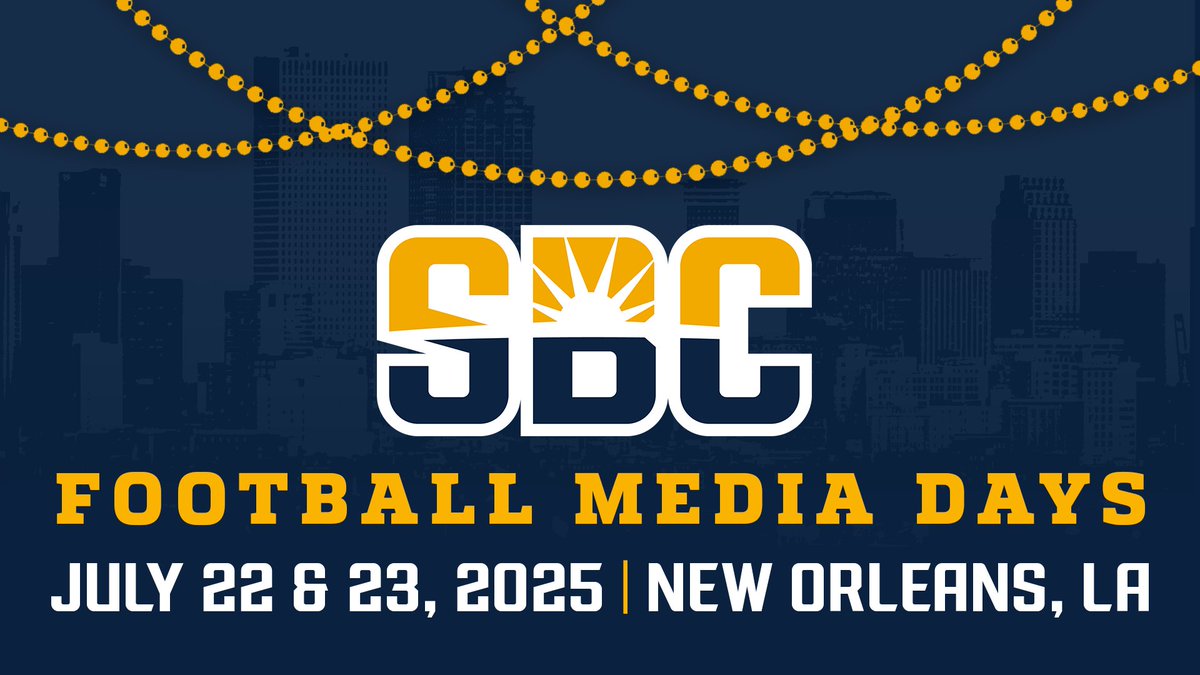 Sun Belt (@sunbelt) on Twitter photo 𝗟𝗘𝗧 𝗧𝗛𝗘 𝗚𝗢𝗢𝗗 𝗧𝗜𝗠𝗘𝗦 𝗥𝗢𝗟𝗟.
We're rolling into another <a href="/SunBeltFB/">Sun Belt Football</a> season with Sun Belt Football Media Days slated for July 22 & 23, 2025 in New Orleans, La. ☀️🏈
📰 » sunbelt.me/3Etgj5Q 𝗟𝗘𝗧 𝗧𝗛𝗘 𝗚𝗢𝗢𝗗 𝗧𝗜𝗠𝗘𝗦 𝗥𝗢𝗟𝗟.
We're rolling into another <a href="/SunBeltFB/">Sun Belt Football</a> season with Sun Belt Football Media Days slated for July 22 & 23, 2025 in New Orleans, La. ☀️🏈
📰 » sunbelt.me/3Etgj5Q