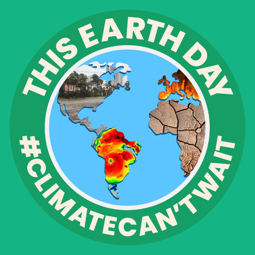 This #EarthDay, we're reminding you that #ClimateCantWait. With more extreme weather and unprecedented attacks on our health and environment, it is more important than ever to #StandStrongforClimate and take action to protect our planet and communities🌎📢 #OurPowerOurPlanet