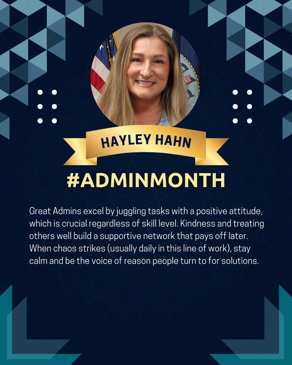 NAVFAC's tweet image. Hayley Hahn, Administrative Officer at PWD Kings Bay, talks about the importance of having a positive attitude in this career field. #AdminMonth #AdminProfessionals