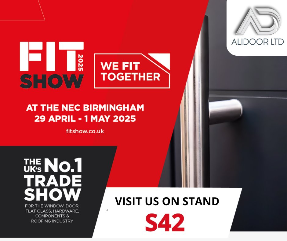 alidoorltd's tweet photo. The countdown is on! Just one week to #FITShow 2025, running from 29th April to 1st May at the NEC Birmingham! Come and visit us on Stand S42 as we showcase our innovative #aluminiumdoors 👉 https://t.co/pV3XebOMnv https://t.co/g7sCuE2IzR