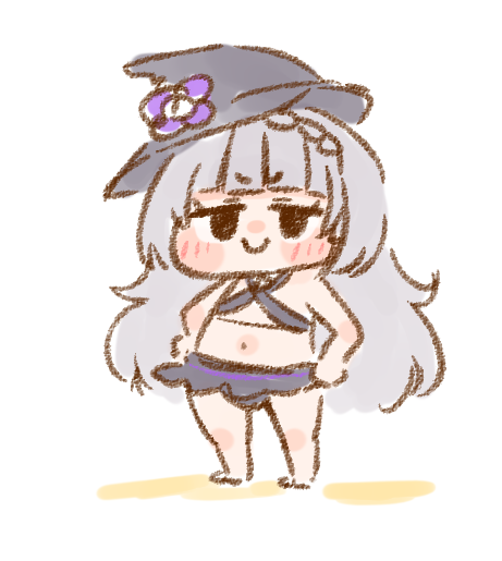 紫咲シオン 「布があるのか無いのかわからない水着#塩がゆ 」|ねこやまのイラスト