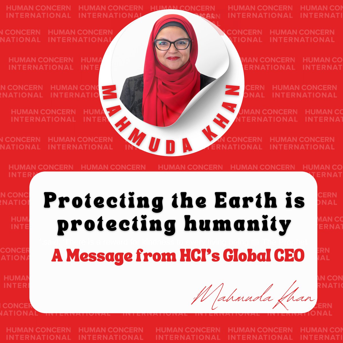 This #EarthDay, let’s remember: protecting the planet means protecting people. 🌍💚
Together, we can build a more just, compassionate, and sustainable world.
– Mahmuda Khan, Global CEO of <a href="/HumanConcern/">Human Concern</a>

#ClimateJustice #HopeInAction #PeopleAndPlanet