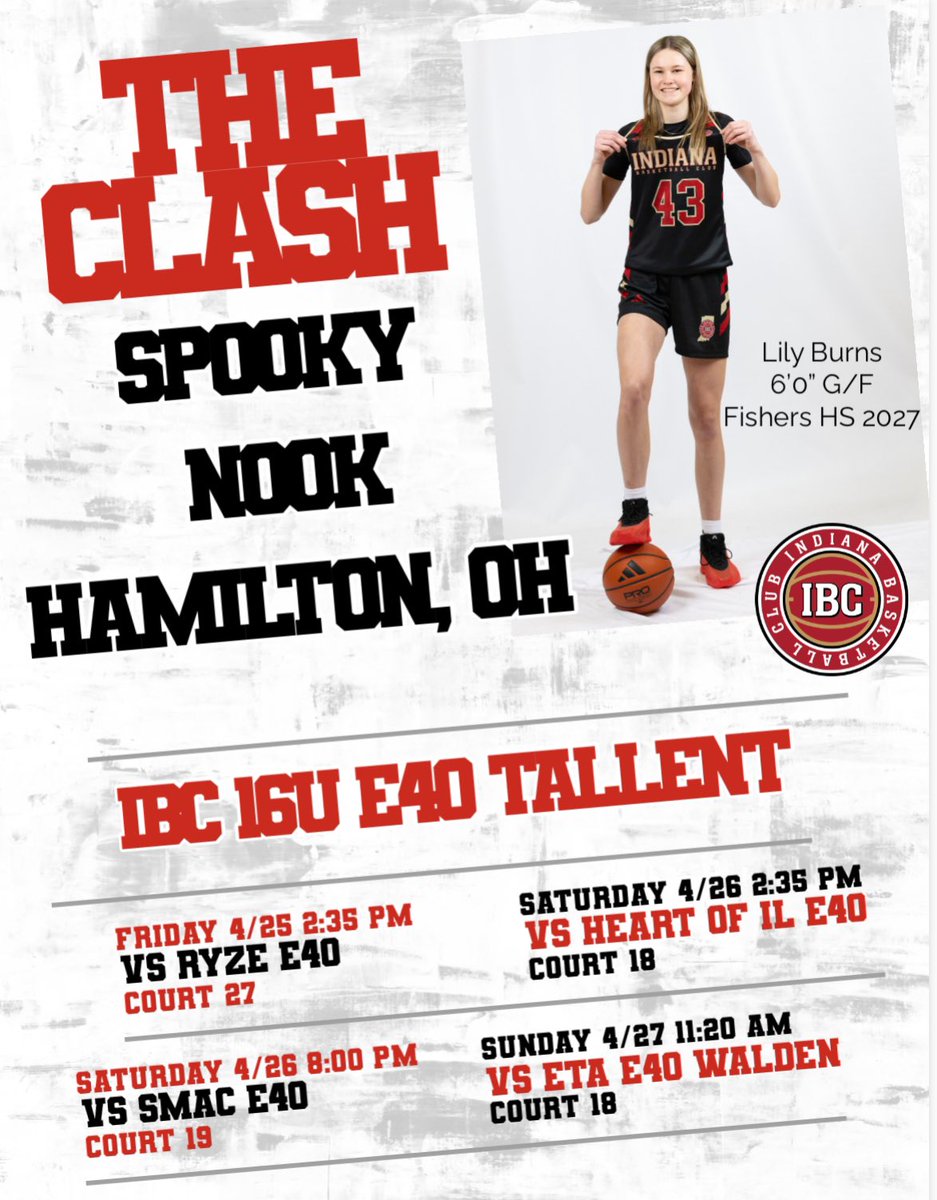 Can’t wait to get on the court at The Clash at Spooky Nook!  Here is our schedule. 
<a href="/IBCTallent2027/">IBCTallent2027</a>