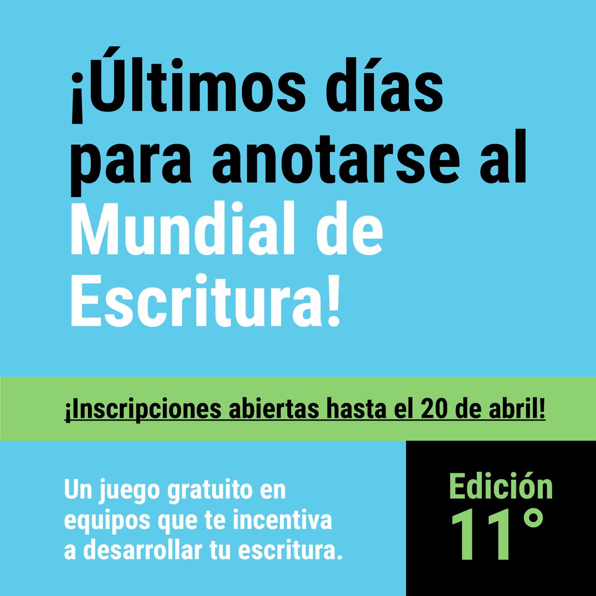 ¡Hasta mañana hay tiempo para anotarse al Mundial de Escritura! chascoclub.com/mundial-de-esc…