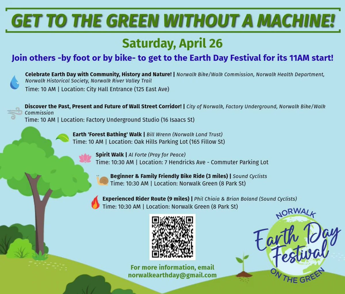 Happy #EarthDay! Join us this Saturday, April 26, 2025 to celebrate at the Earth Day Festival. We will walk to The Green from City Hall (125 East Ave) at 10 AM. visitnorwalk.org/upcoming.../ea…