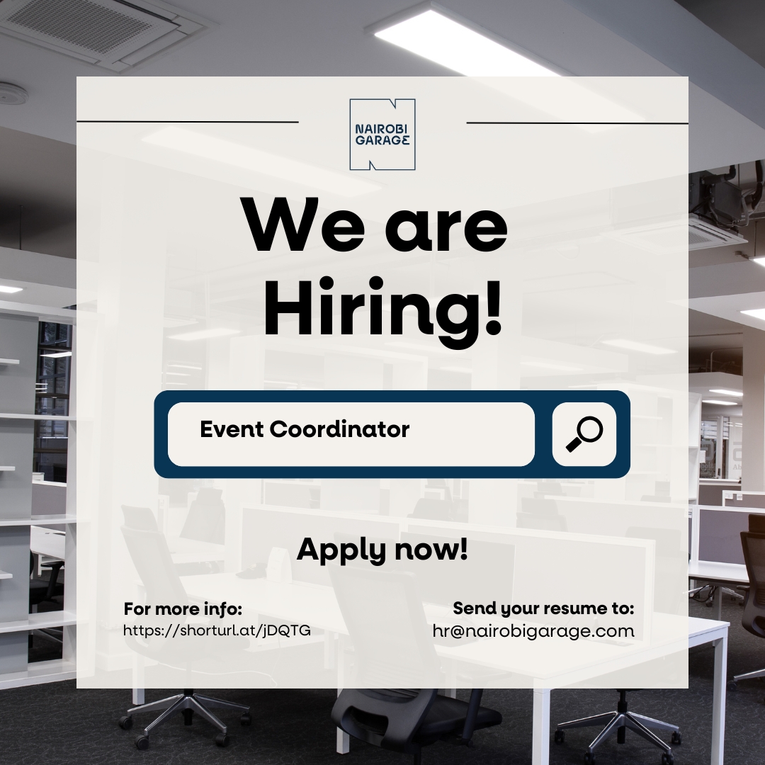 Nairobi Garage (@nairobigarage) on Twitter photo We're hiring!
Positions: Sales Development Administrator-Nairobi Garage & Events Coordinator Nairobi Garage
If you believe you're the person we're looking for, send CV and cover letter to hr@nairobigarage.com before Friday 25th April
For details follow shorturl.at/5RClw We're hiring!
Positions: Sales Development Administrator-Nairobi Garage & Events Coordinator Nairobi Garage
If you believe you're the person we're looking for, send CV and cover letter to hr@nairobigarage.com before Friday 25th April
For details follow shorturl.at/5RClw