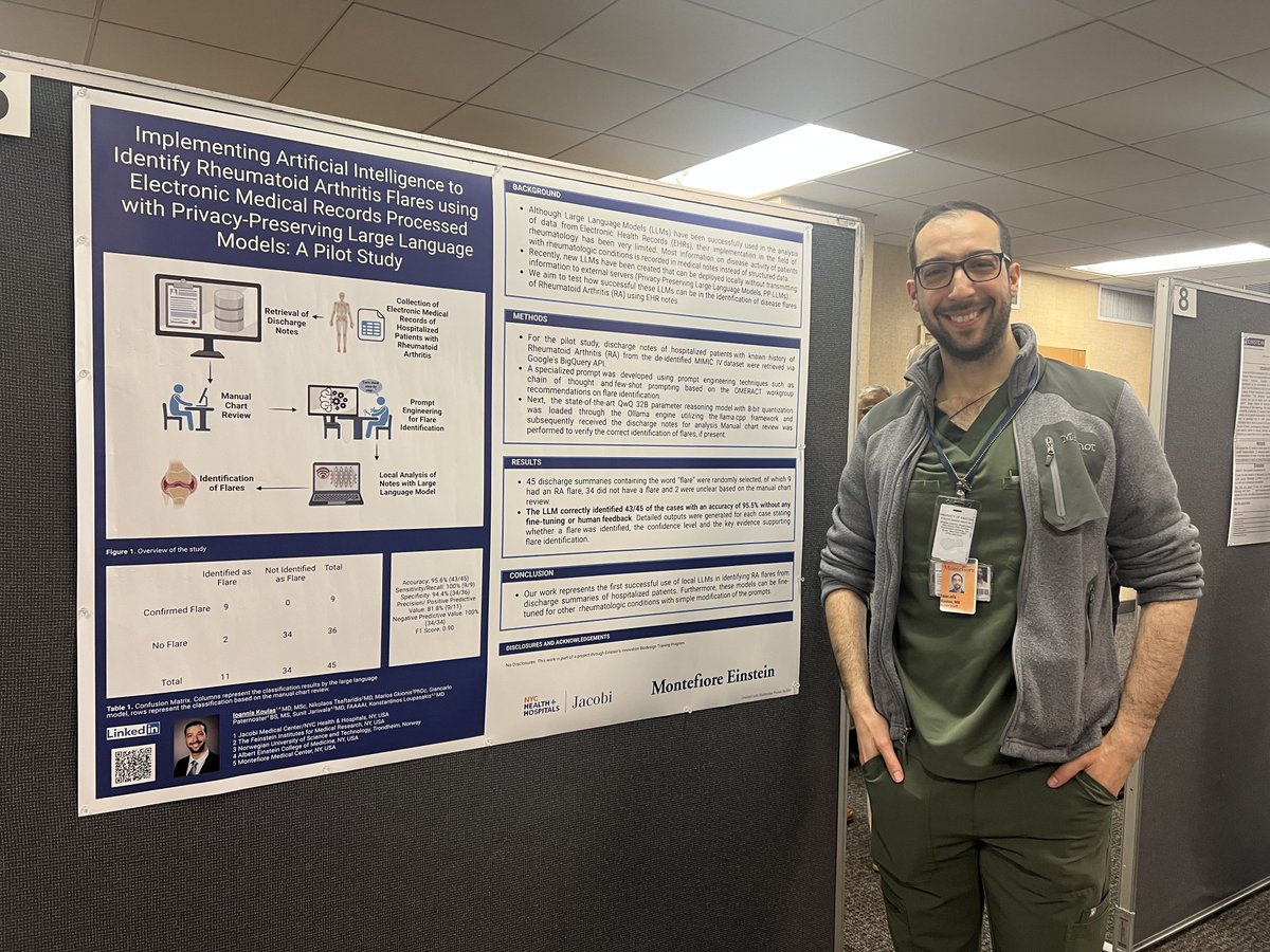 Jacobi Internal Medicine Chiefs (@jmcchiefs) on Twitter photo Proud of our⭐️resident <a href="/IoannisKoulas/">Ioannis Koulas</a> for presenting his cutting-edge poster on the use of AI tool in RA at the Einstein Davidoff Education Day as part of <a href="/EinsteinMed/">Albert Einstein College of Medicine - Official</a> Innovation & Biodesign Training Program Proud of our⭐️resident <a href="/IoannisKoulas/">Ioannis Koulas</a> for presenting his cutting-edge poster on the use of AI tool in RA at the Einstein Davidoff Education Day as part of <a href="/EinsteinMed/">Albert Einstein College of Medicine - Official</a> Innovation & Biodesign Training Program