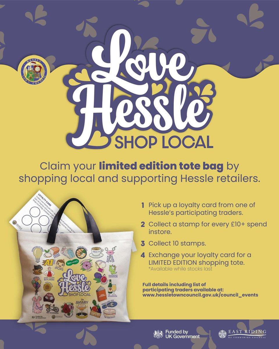 How many stamps do you have left to collect?
Haven't got involved yet? it's not too late, you can collect a loyalty card from any of the participating retailers.
Shop local and support Hessle retailers 🙂
Get all the details here 👇
hessletowncouncil.gov.uk/council_events…