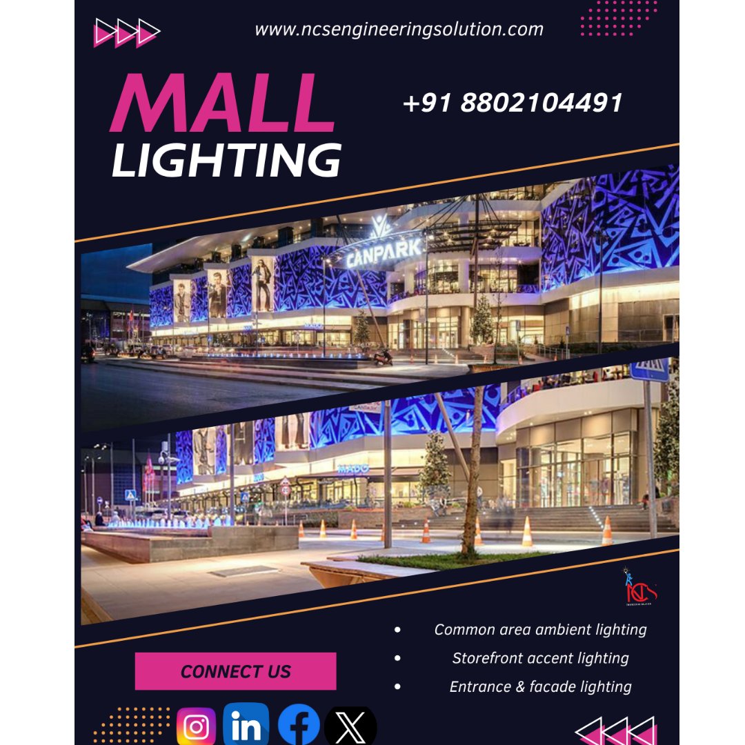 ncsengineerings's tweet photo. Make your mall shine, inside and out.
From ambient corridors to stunning storefronts, we craft lighting that draws attention and enhances every shopper’s experience.

📞 +91 8802104491
🌐 https://t.co/zZikJlAJly

#MallLighting #FacadeLighting #LightingDesign #RetailDesign https://t.co/JV1EX3lHLJ