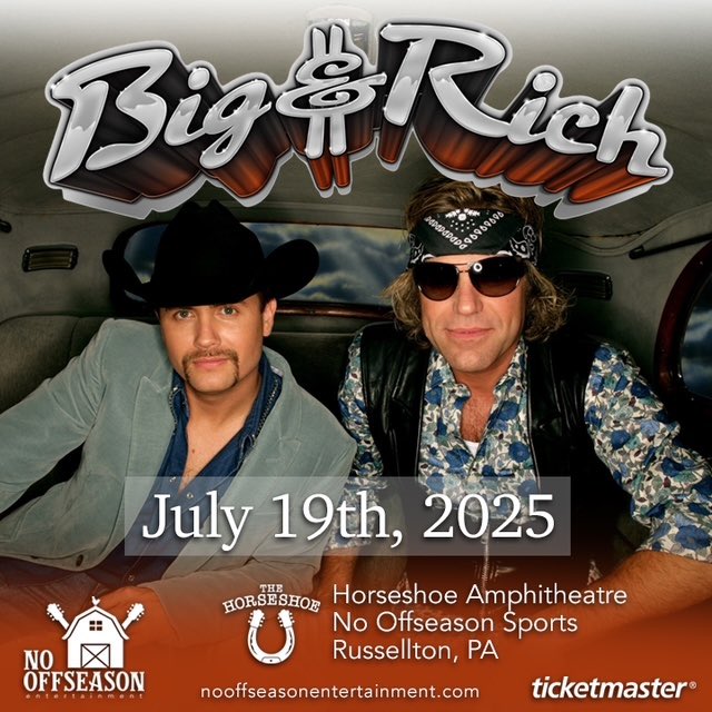 We are coming to your citay! Pre-Sale Wednesday &amp; Thursday, General Admission Tickets Friday! Russellton, PA July 19th 🤠🎶🎉 #livemusic #bigandrich