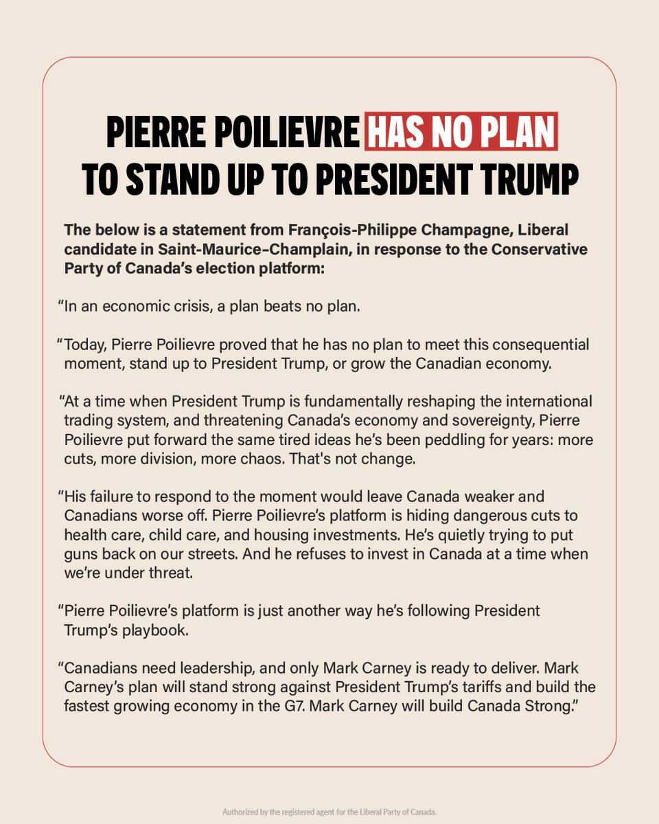 Pierre Poilievre has no plan to stand up to Donald Trump.