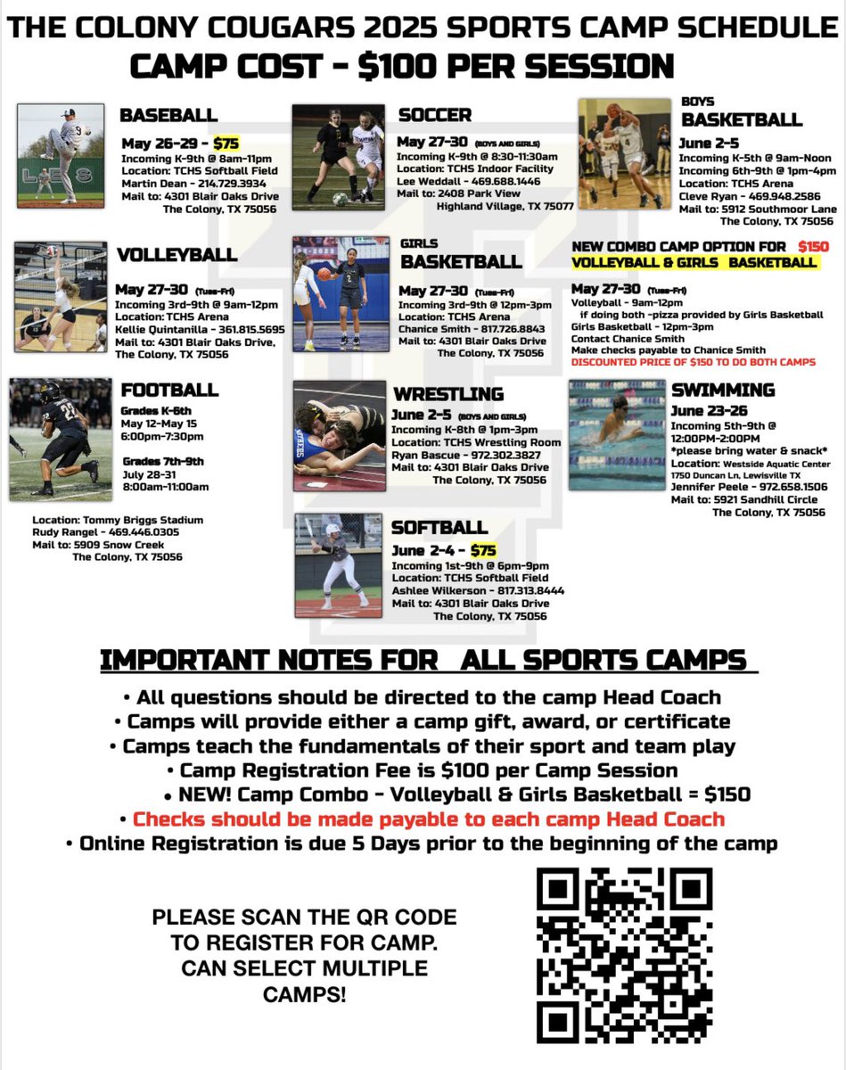 Don’t forget to register for camp this summer!
**NEW Volleyball and Basketball Camp Combo for $150**
docs.google.com/forms/d/e/1FAI…