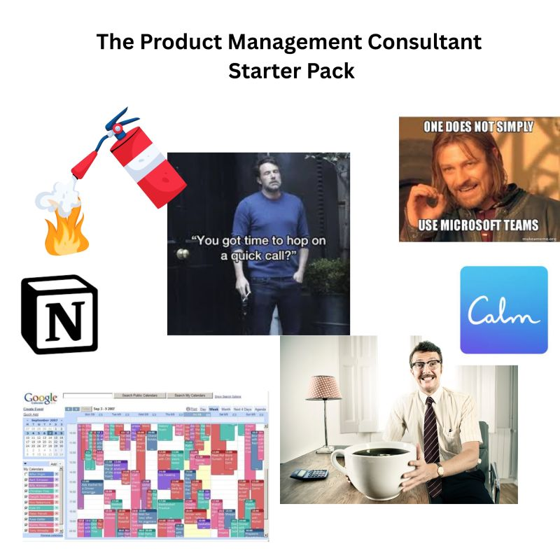 🥲 Too real? We thought so. What would you add?

🍙 Concept credit: the brilliant imagination of our Friederike Giese 

#productmanagement #consultinglife #starterpack #techmemes #funny #workhumor