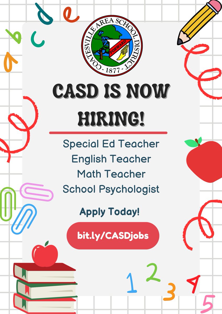 Join our team and apply at bit.ly/casdjobs today!
