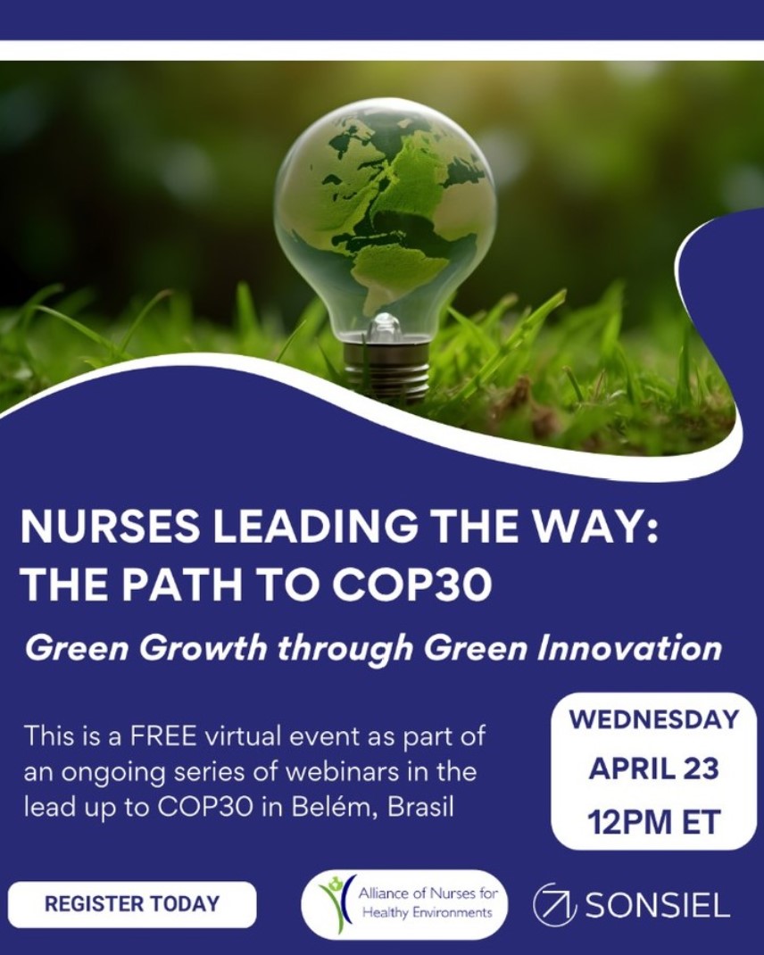 TOMORROW:  Join us for Green Growth through Green Innovation, a free virtual webinar exploring how nurses around the world are advancing climate action through sustainable healthcare solutions. 

Register now: zurl.co/zGEu4