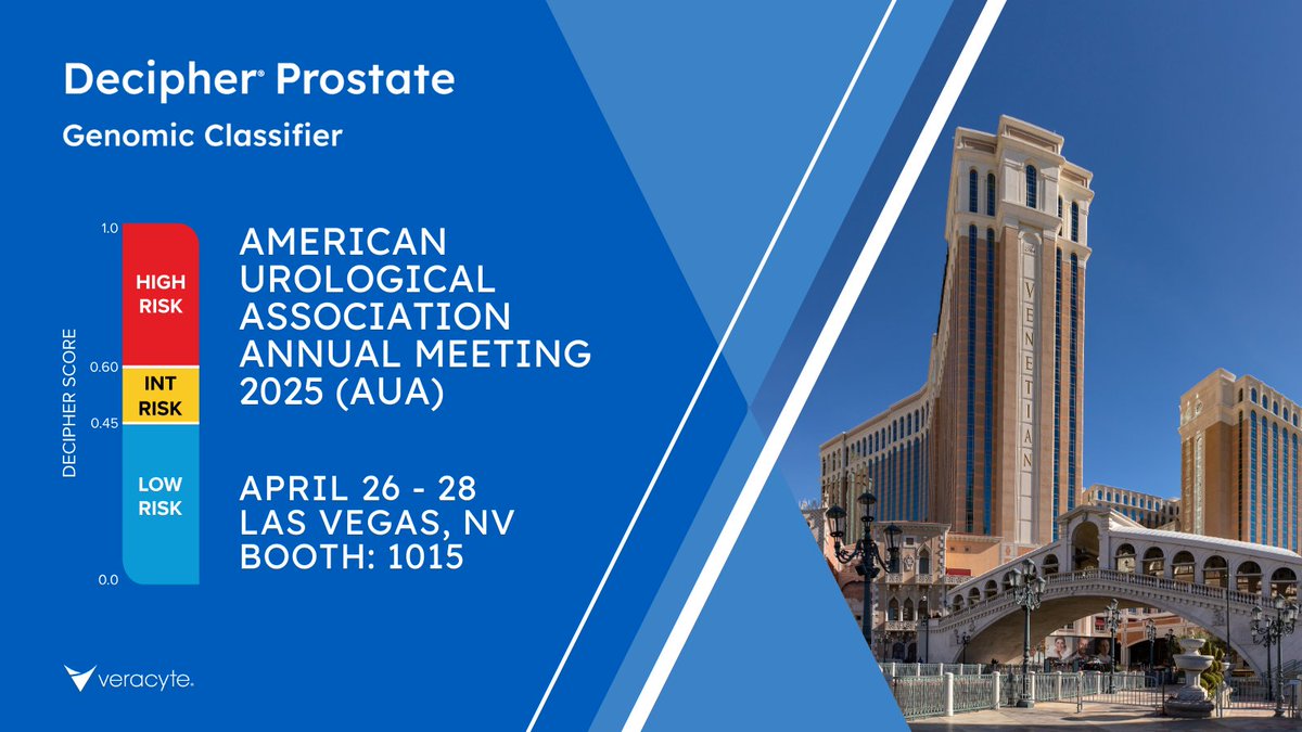 Decipher by Veracyte (@decipher_vcyt) on Twitter photo Join us April 26-28 in Las Vegas, NV, for the American Urological Association (AUA) Annual Meeting. Visit the #DecipherTeam by <a href="/Veracyte/">Veracyte, Inc.</a> at booth #1015 to learn how we support patients living with #ProstateCancer. #AUA25 #UrologicOncology #PrecisionMedicine Join us April 26-28 in Las Vegas, NV, for the American Urological Association (AUA) Annual Meeting. Visit the #DecipherTeam by <a href="/Veracyte/">Veracyte, Inc.</a> at booth #1015 to learn how we support patients living with #ProstateCancer. #AUA25 #UrologicOncology #PrecisionMedicine