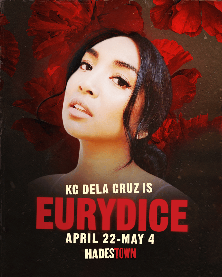hadestown's tweet photo. Girl, come on in from the cold!  KC Dela Cruz is Eurydice on Broadway from April 22nd through May 4th. https://t.co/zwfHkwca4T