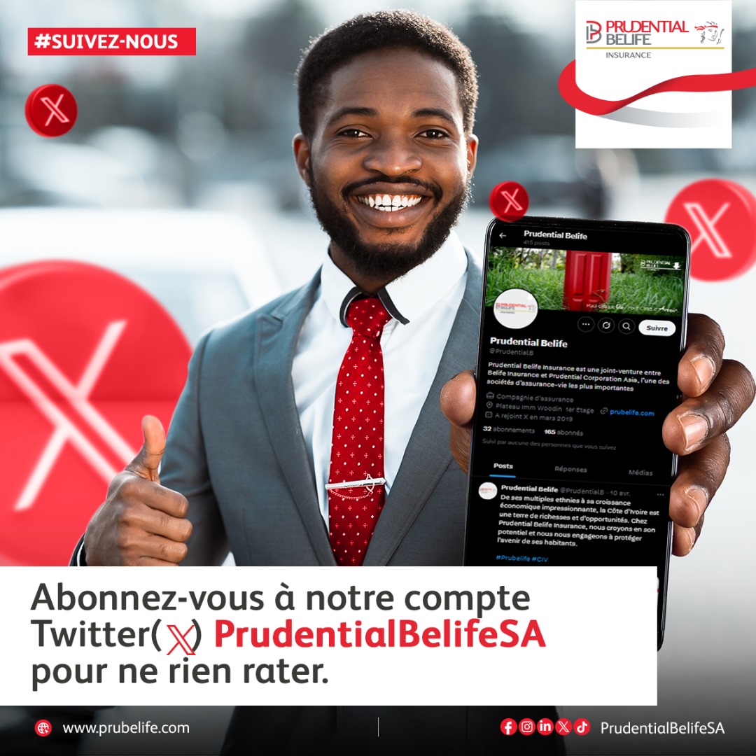 Suivez-nous sur Twitter pour des conseils utiles et des actualités sur l'assurance !

👉 Abonnez-vous ici : x.com/PrudentialB?s=…

#Prubelife #Assurance #BienEtre