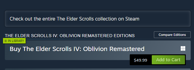 StaticLoFi's tweet image. Honestly expected the Oblivion remake to be 80 bucks, pleasantly surprised to see it at this price point.