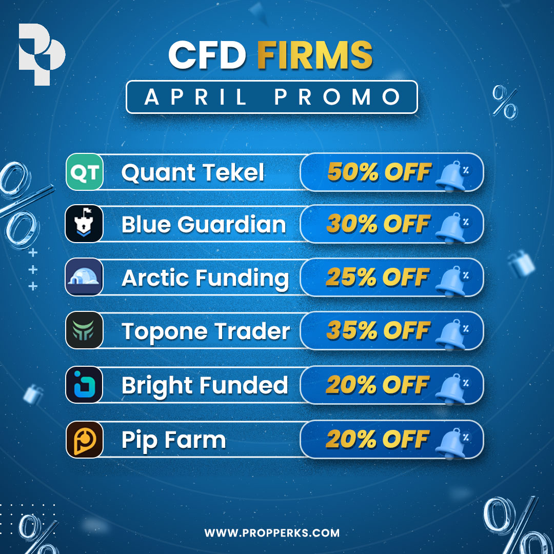 Propperks's tweet image. April Promo Alert! 
Slash your trading costs with Top CFD firms this month! 

Limited time Offer   

#ForexTrading #PropFirms #AprilPromo