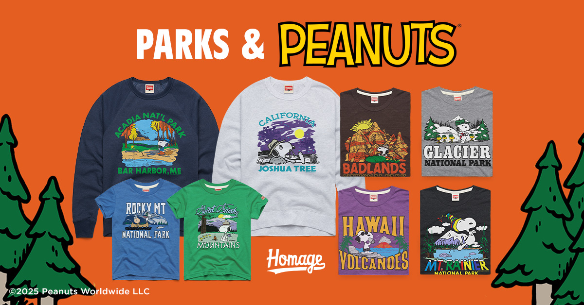HOMAGE (@homage) on Twitter photo Happy Earth Day! We are celebrating with a very special Peanuts x National Parks mashup.
5% of sales from our National Parks Collection will benefit the <a href="/NPCA/">National Parks Conservation Association</a>. Pay homage.
homa.ge/Peanuts Happy Earth Day! We are celebrating with a very special Peanuts x National Parks mashup.
5% of sales from our National Parks Collection will benefit the <a href="/NPCA/">National Parks Conservation Association</a>. Pay homage.
homa.ge/Peanuts