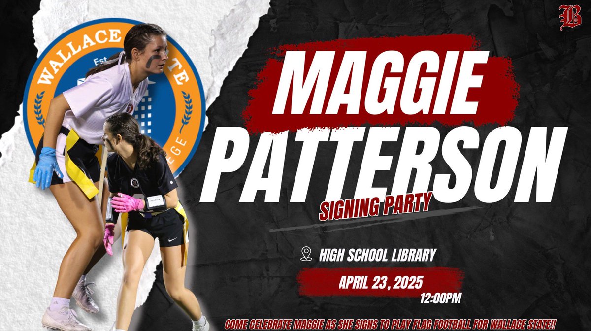 Maggie Patterson signing day is tomorrow! 

12pm in the library. 

We can’t wait to celebrate Maggie!

#committed