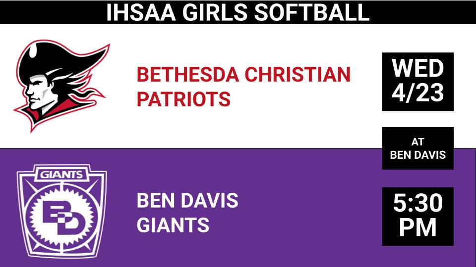 WBDG wishes <a href="/Giants_Softball/">Ben Davis Giants Softball</a> good luck tonight against <a href="/LCHSAthletics/">LCHSAthletics</a>. We're planning on calling tomorrow night's game against <a href="/BCS_Patriots/">Patriot Athletics</a> at 5:30 pm from the Softball Complex. Should be a fantastic two nights of softball so support your Giants!
