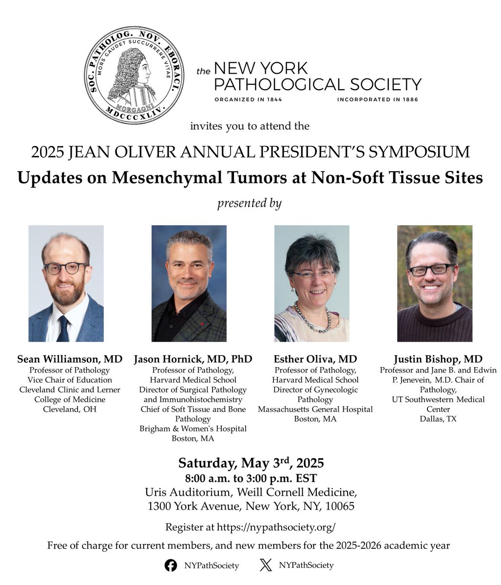 Just 10 days till our Annual President’s Symposium on Saturday, May 3rd, 2025!

Register at: nypathsociety.org/meeting/the-je…

The symposium is free for current and new members! Breakfast and lunch included!