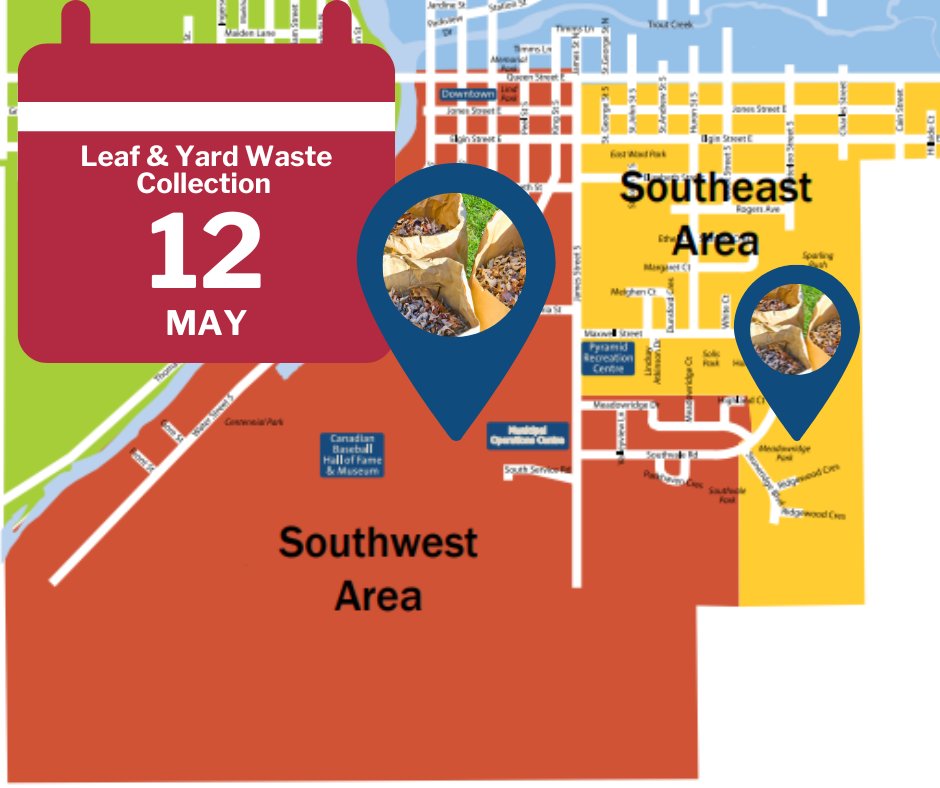 Curbside leaf and yard waste collection is taking place in the southeast and southwest parts of St. Marys this Monday, May 12!
Have yard waste to the curb by 7 AM on collection days
Place yard waste in kraft-style bags or reusable containers
Full details: townofstmarys.com/yardwaste