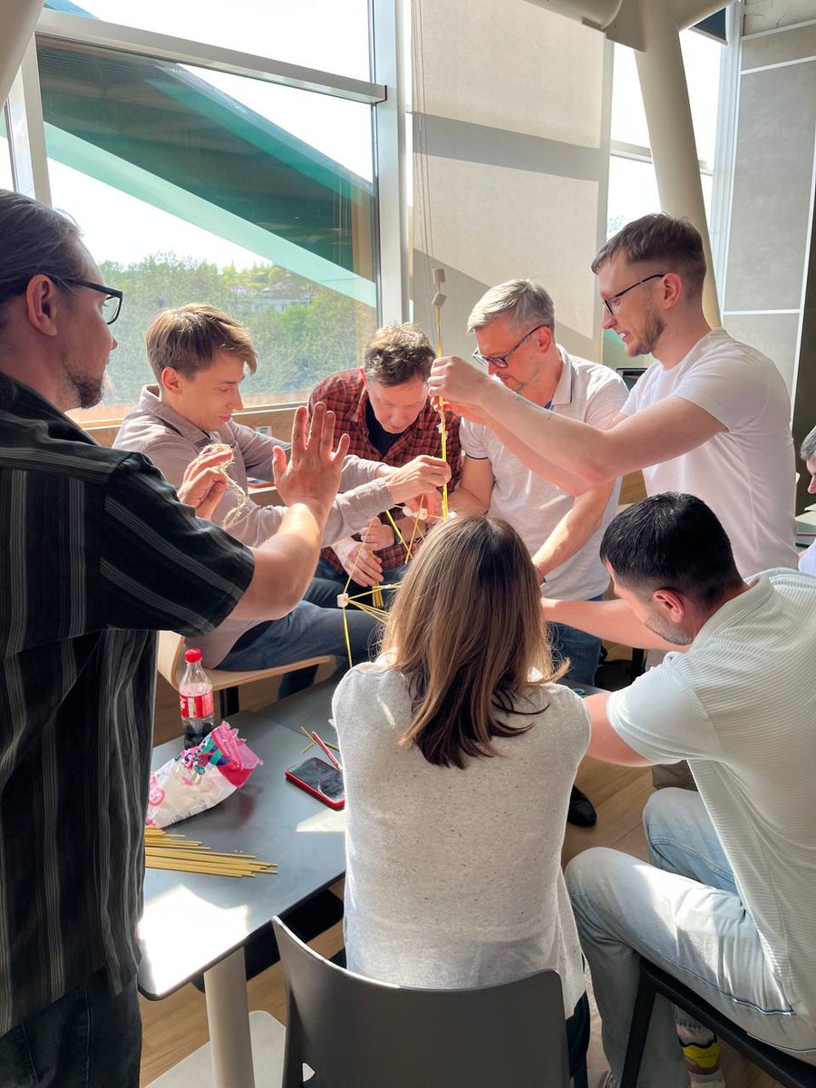 OptimumWeb_com's tweet image. We ran a fun experiment! Two teams had to build the tallest spaghetti tower… in total silence… top it with two marshmallows… all in 5 minutes. 
The result? Amazing! The towers? Creative, sturdy, and unexpectedly tall!

#agile #teamwork #communication #collaboration