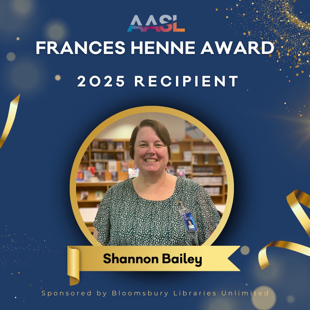 We are SO PROUD of Shannon Bailey, this year’s recipient of the <a href="/aasl/">AASL</a> Frances Henne Award! bit.ly/42nxXkB