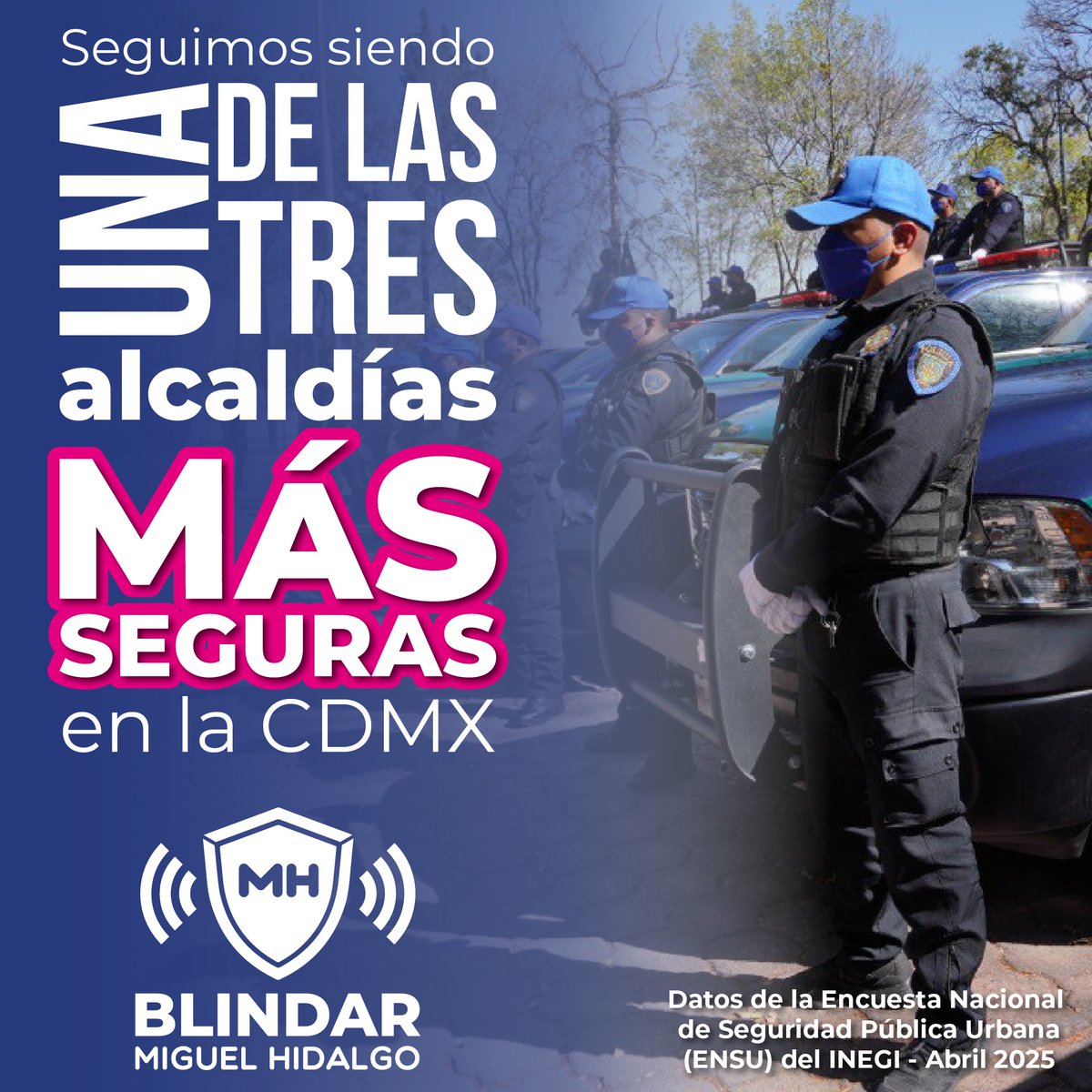 Mauricio Tabe Echartea (@mauriciotabe) on Twitter photo Esta mañana el <a href="/INEGI_INFORMA/">INEGI INFORMA</a> publicó los resultados de la #ENSU y confirmamos que gracias a nuestra estrategia para <a href="/BlindarMH/">Blindar MH</a>🛡, 6 de cada 10 vecinos se sienten mucho más seguros que hace tres años.
Hoy #MiguelHidalgo continua siendo una de las tres alcaldías más seguras de Esta mañana el <a href="/INEGI_INFORMA/">INEGI INFORMA</a> publicó los resultados de la #ENSU y confirmamos que gracias a nuestra estrategia para <a href="/BlindarMH/">Blindar MH</a>🛡, 6 de cada 10 vecinos se sienten mucho más seguros que hace tres años.
Hoy #MiguelHidalgo continua siendo una de las tres alcaldías más seguras de