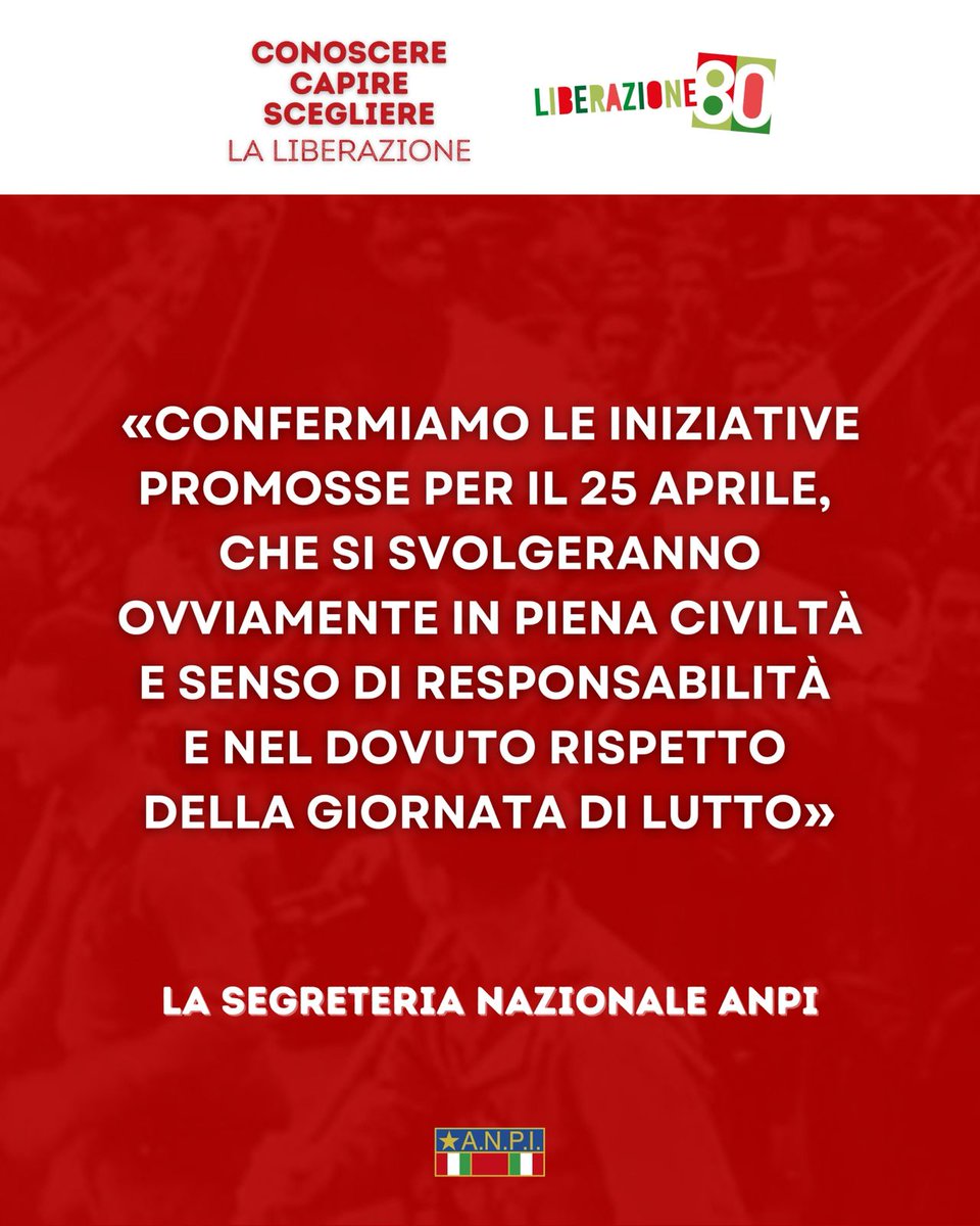 Anpinazionale's tweet image. #Liberazione80 #PapaFrancesco #25aprile2025