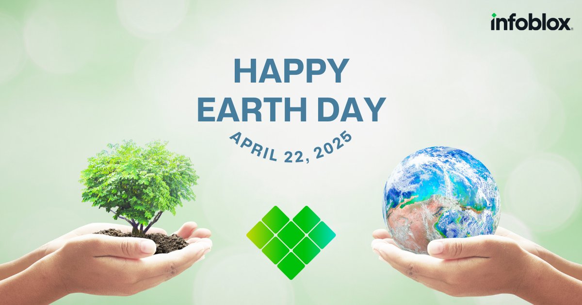 Infoblox's tweet image. At Infoblox, we believe a secure network and a healthy planet go hand in hand. Happy Earth Day! 🌍 🌳 💚
#EarthDay #Infoblox