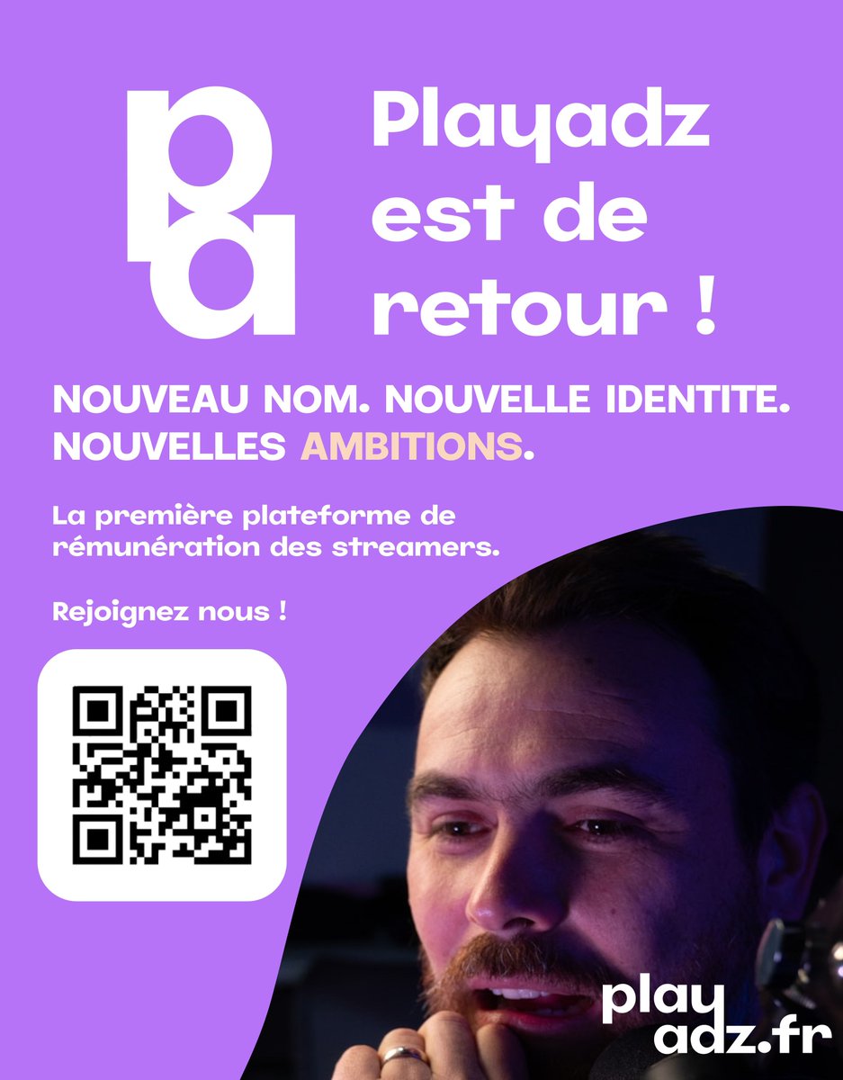 🚨 Geniustreamer devient PlayAdz 🚨

Nouveau nom, nouvelle identité, nouvelles ambitions.

On passe d’un projet à une vision :

💥 Permettre à chacun de monétiser son contenu
🤝 Faciliter la collab avec les marques

👉 playadz.fr