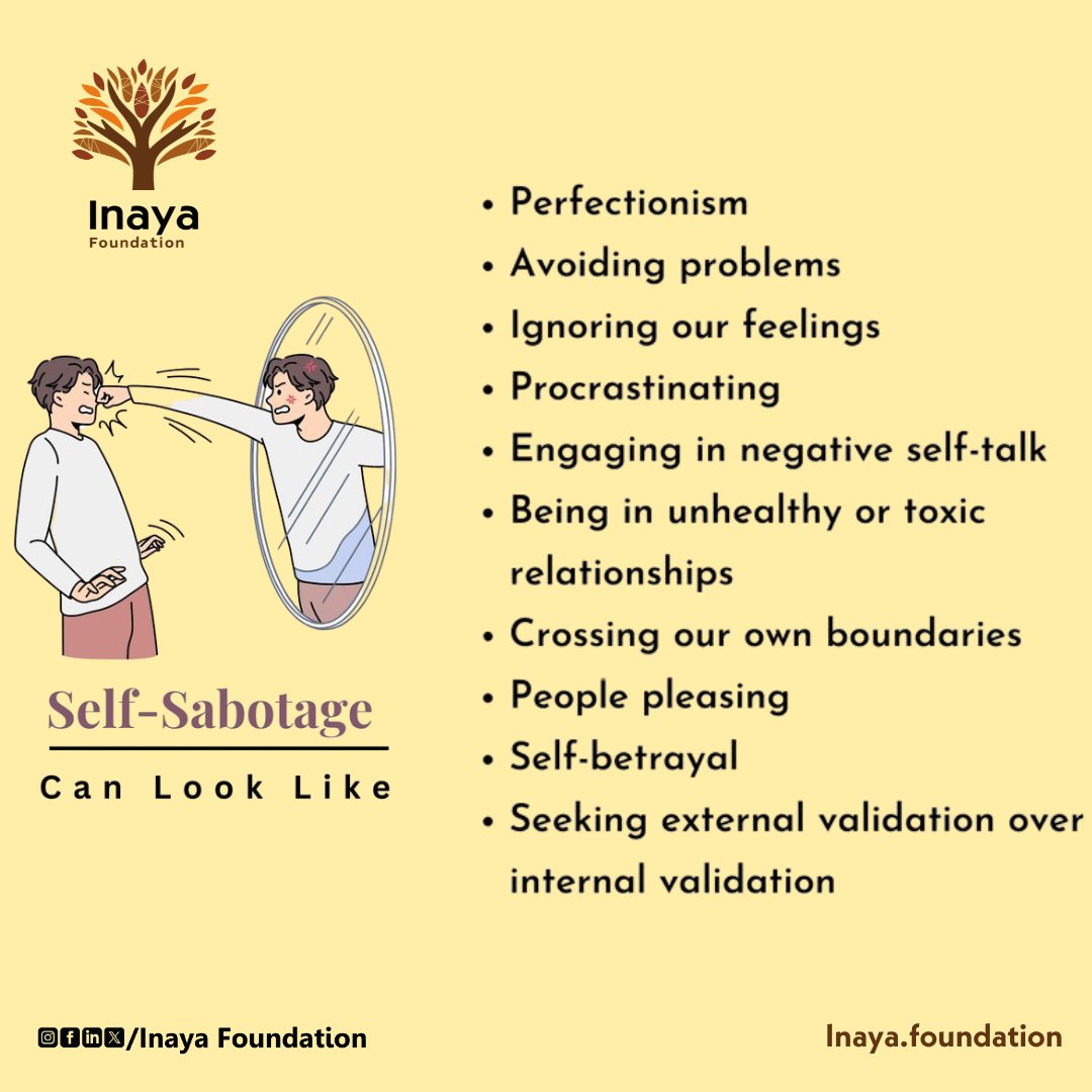 InayaGlobal's tweet photo. Did You Know? 🤔 Self-sabotage affects career growth. Don't let it hold you back! 🚫

Tip: Practice self-compassion. ❤️

Retweet if you agree!

#MentalHealth https://t.co/90NJ31K1Ar