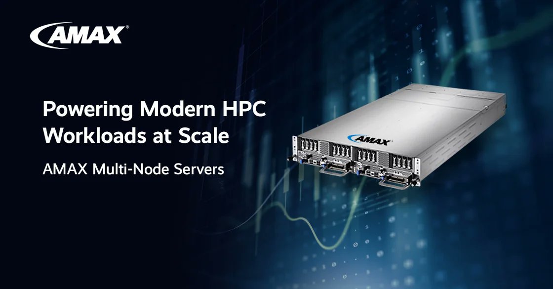 .<a href="/AMAXTechnology/">AMAX</a> is revolutionizing High-Performance Computing (HPC) with cutting-edge multi-node servers. These servers deliver enhanced compute density and reliability for modern #HPC workloads. #financialservices #lifesciences #enterprise 
lnkd.in/geGFMGnB