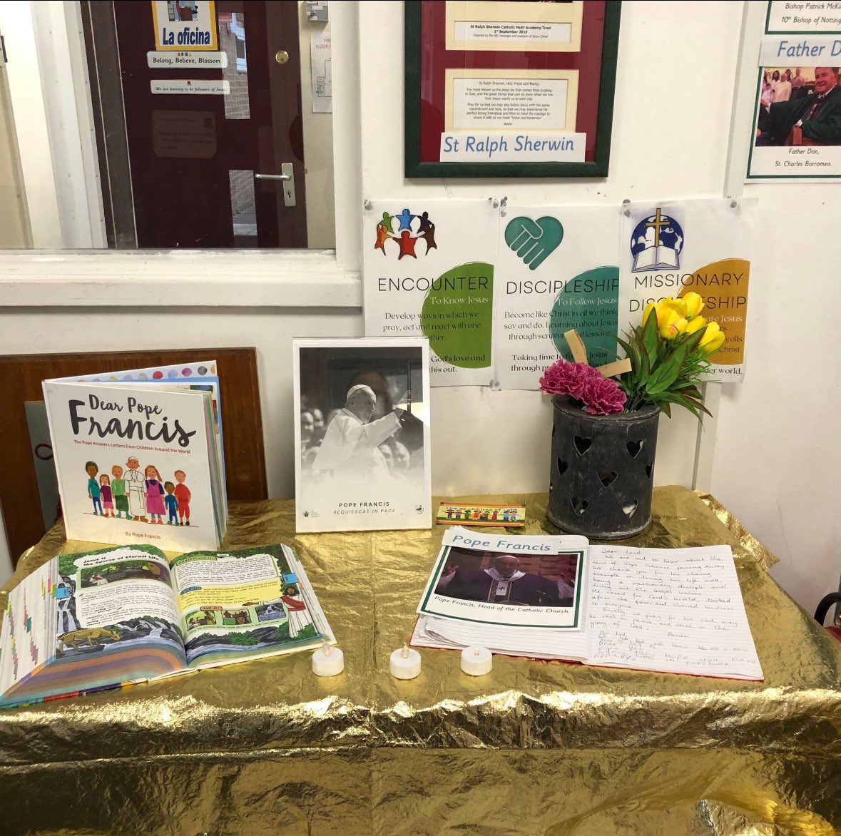 St Charles (@stcharleshadfie) on Twitter photo Our tribute to Pope Francis RIP 🙏.<a href="/CAFODSchools/">CAFOD Schools</a> <a href="/NottsDiocese/">The Catholic Diocese of Nottingham</a> #BelongBelieveBlossom <a href="/SRSCMAT/">St Ralph Sherwin CMAT</a> <a href="/SRSChaplaincy1/">@SRSChaplaincy</a> Our tribute to Pope Francis RIP 🙏.<a href="/CAFODSchools/">CAFOD Schools</a> <a href="/NottsDiocese/">The Catholic Diocese of Nottingham</a> #BelongBelieveBlossom <a href="/SRSCMAT/">St Ralph Sherwin CMAT</a> <a href="/SRSChaplaincy1/">@SRSChaplaincy</a>
