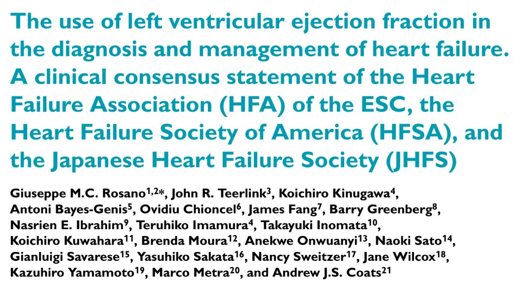 Cornelia Margineanu (@corneliacrm) on Twitter photo The question of whether LVEF is still useful in the care of heart failure patients is being raised more and more frequently.
A trilateral position paper critically addresses the role of LVEF — a must-read!
<a href="/GMCRosano/">Giuseppe Rosano</a> <a href="/JavedButler1/">Javed Butler</a> <a href="/GianluSava/">Gianluigi Savarese</a> <a href="/_antocannata/">Antonio Cannata'</a> <a href="/HFA_President/">HFAPresident</a> The question of whether LVEF is still useful in the care of heart failure patients is being raised more and more frequently.
A trilateral position paper critically addresses the role of LVEF — a must-read!
<a href="/GMCRosano/">Giuseppe Rosano</a> <a href="/JavedButler1/">Javed Butler</a> <a href="/GianluSava/">Gianluigi Savarese</a> <a href="/_antocannata/">Antonio Cannata'</a> <a href="/HFA_President/">HFAPresident</a>